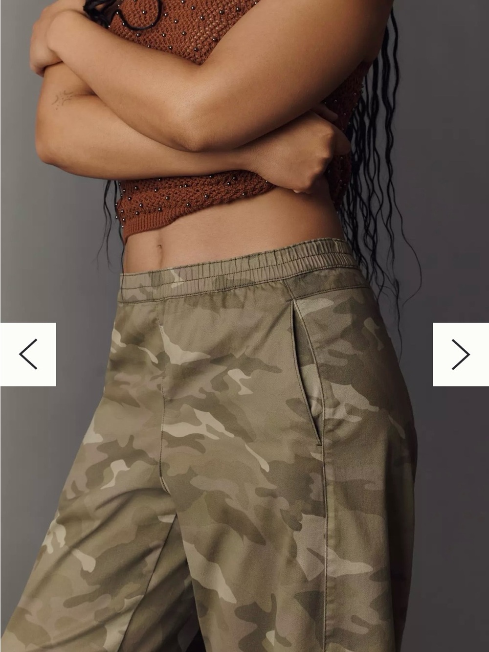 Anthropologie Petites Izzie Relaxed Pull On Camo Barrel Pant - Picture 7 of 13